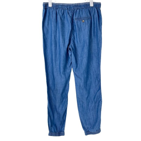 Life In Progress Blue Lyocell Blend Chambray Jogger Pants Pockets Womens Medium - Picture 2 of 7